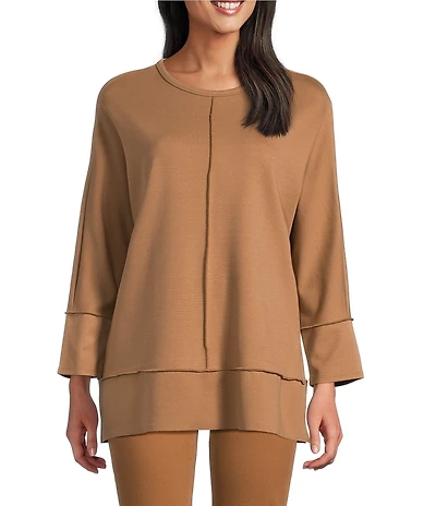 Jones New York Serenity Knit Wide Neck Dolman 3/4 Sleeve Tunic