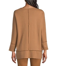 Jones New York Serenity Knit Wide Neck Dolman 3/4 Sleeve Tunic