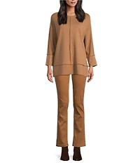 Jones New York Serenity Knit Wide Neck Dolman 3/4 Sleeve Tunic