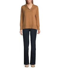 Jones New York Shawl Collar Oversized Long Sleeve Knit Top