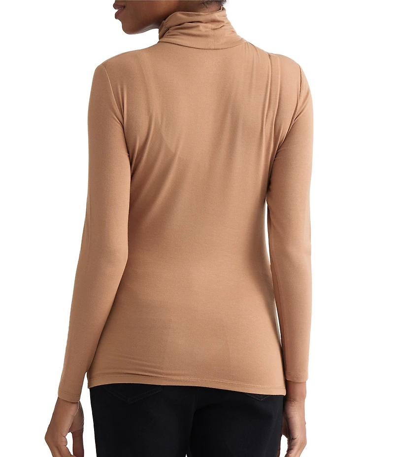 Jones New York Shirred Turtle Neck Long Sleeve Top