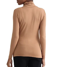 Jones New York Shirred Turtle Neck Long Sleeve Top