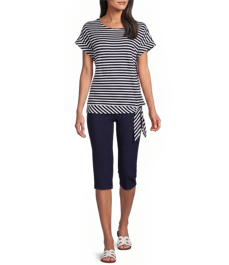 Jones New York Stretch Twill Wide Leg Pull-On Capri Pants