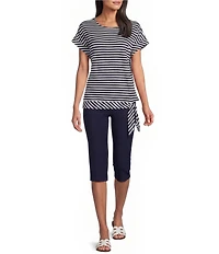 Jones New York Stretch Twill Wide Leg Pull-On Capri Pants