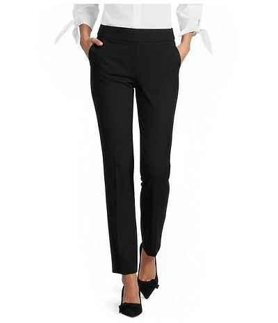 Jones New York Stretch Twill Wide Waistband Straight Leg Ankle Pants