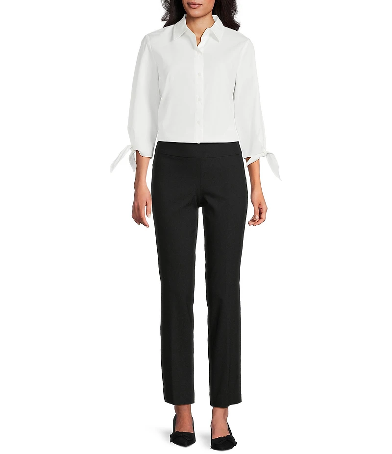 Jones New York Stretch Twill Wide Waistband Straight Leg Ankle Pants