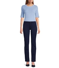 Jones New York Sutton Ribbed Knit Crew Neck Short Sleeve Tee