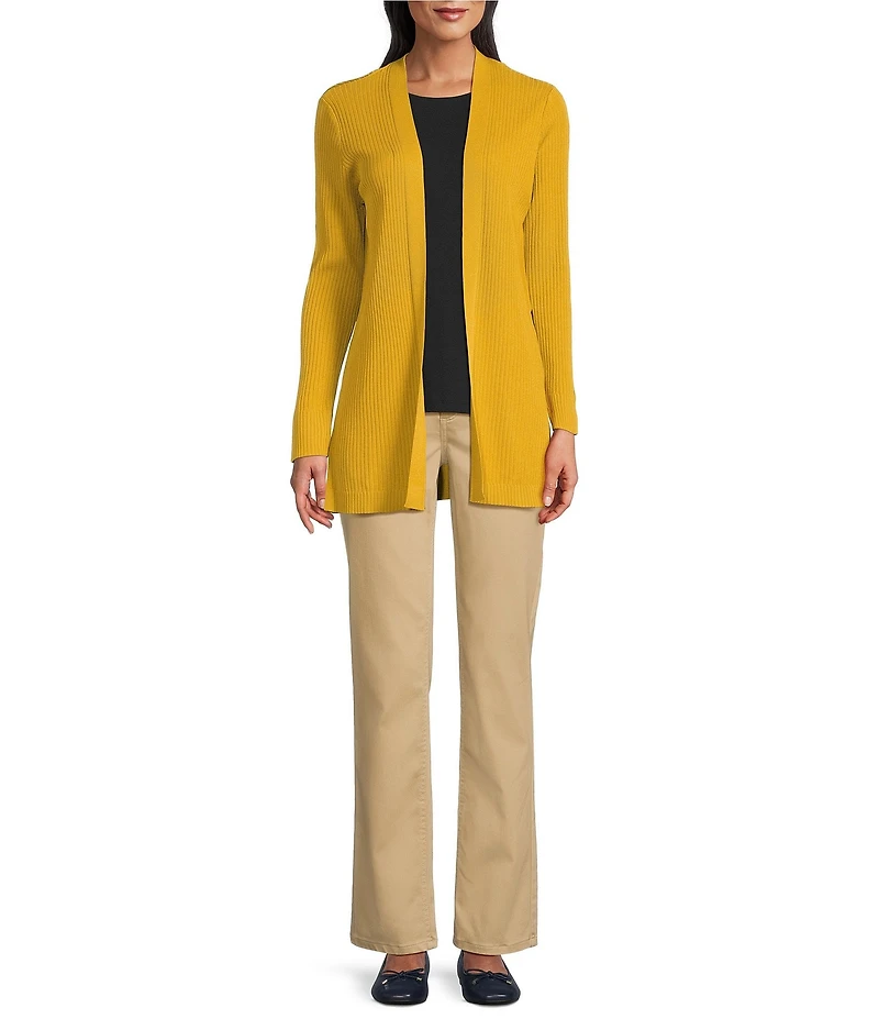 Jones New York Sutton Ribbed Knit Long Sleeve Open Front Cardigan