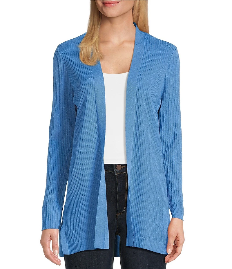 Jones New York Sutton Ribbed Knit Long Sleeve Open Front Cardigan
