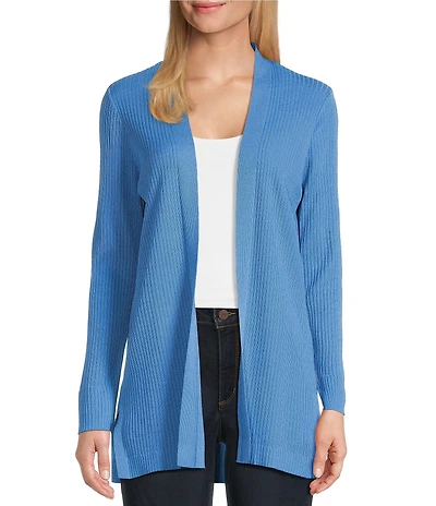 Jones New York Sutton Ribbed Knit Long Sleeve Open Front Cardigan