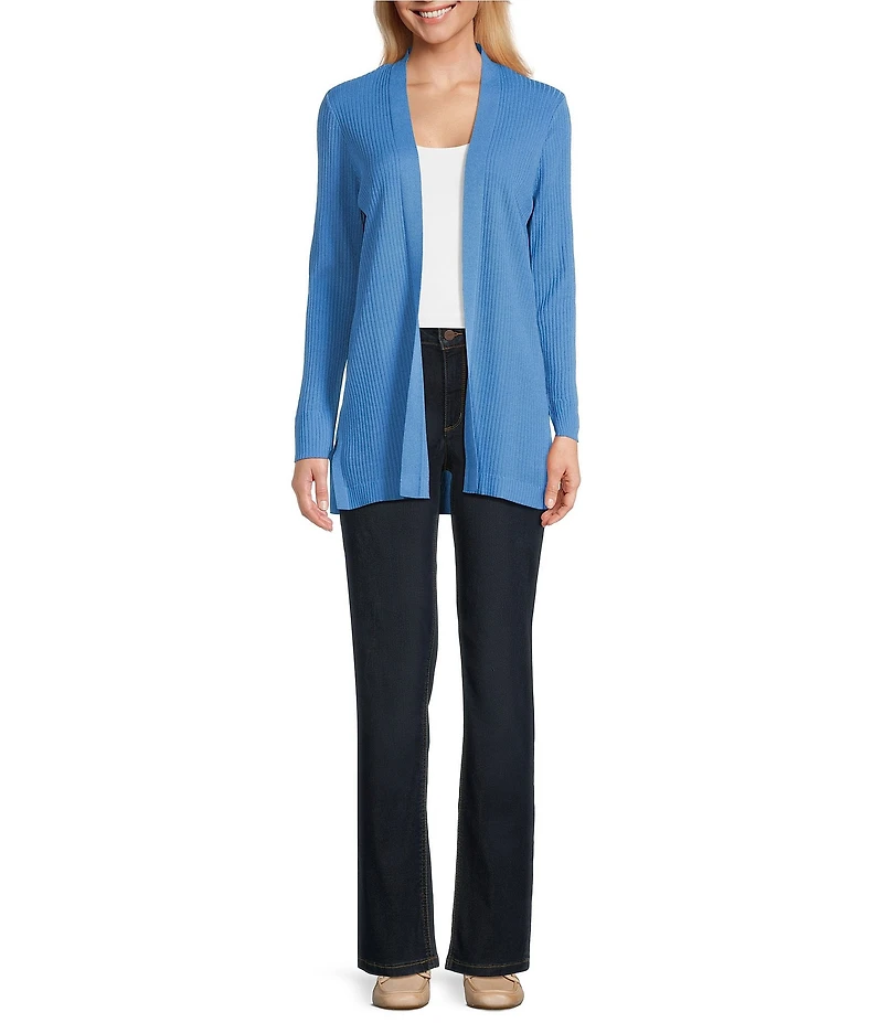 Jones New York Sutton Ribbed Knit Long Sleeve Open Front Cardigan