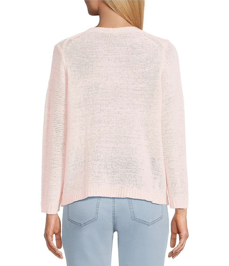 Jones New York Tie Front V-Neck 3/4 Sleeve Cardigan