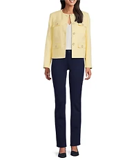 Jones New York Tweed Crew Neck Long Sleeve Button-Front Jacket