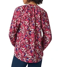 Jones New York Twin Printed Split-V Neck Long Raglan Sleeve Blouse