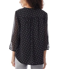 Jones New York V-Neck 3/4 Sleeve Printed Blouse