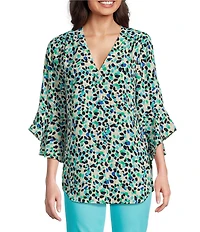 Jones New York V-Neck Flare Sleeve Tunic