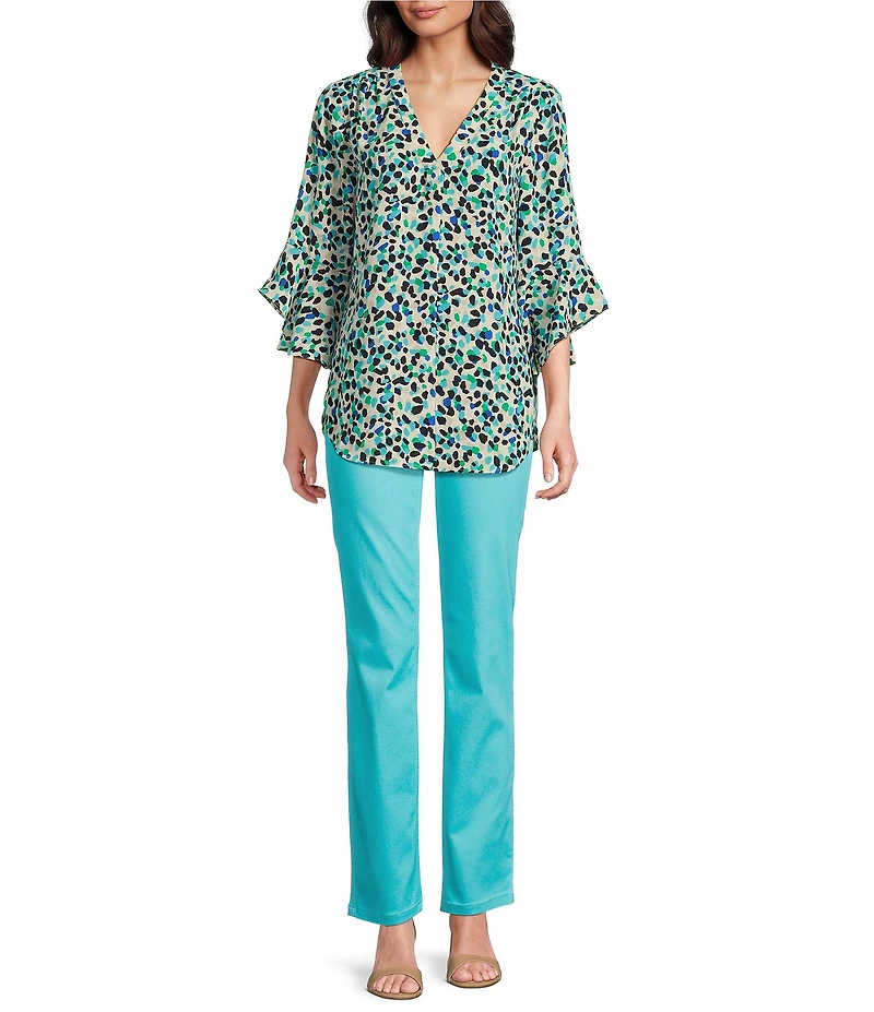 Jones New York V-Neck Flare Sleeve Tunic