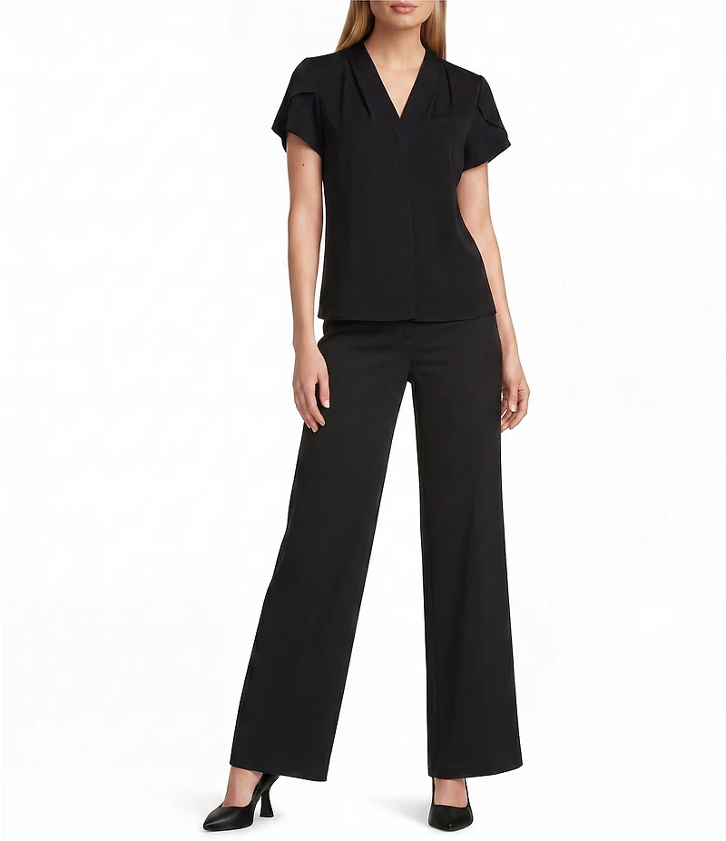 Jones New York V-Neck Petal Sleeve Blouse