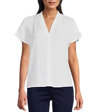Jones New York V-Neck Petal Sleeve Blouse