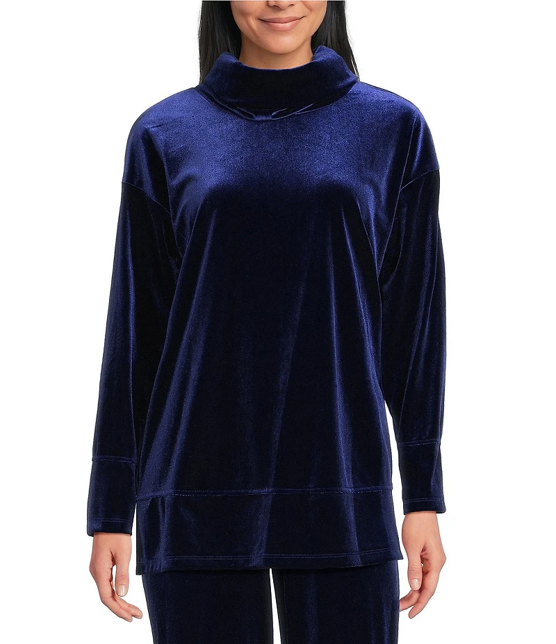 Jones New York Velour Cowl Neck Long Sleeve Coordinating Tunic