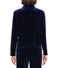 Jones New York Velour Mock Neck Long Sleeve Zip Front Jacket