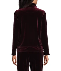 Jones New York Velour Mock Neck Long Sleeve Zip Front Jacket