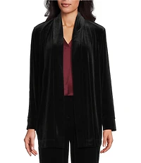 Jones New York Velour Open Front Long Sleeve Cardigan