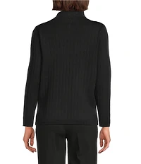 Jones New York Wide Ribbed Knit Funnel Neck Long Sleeve Top