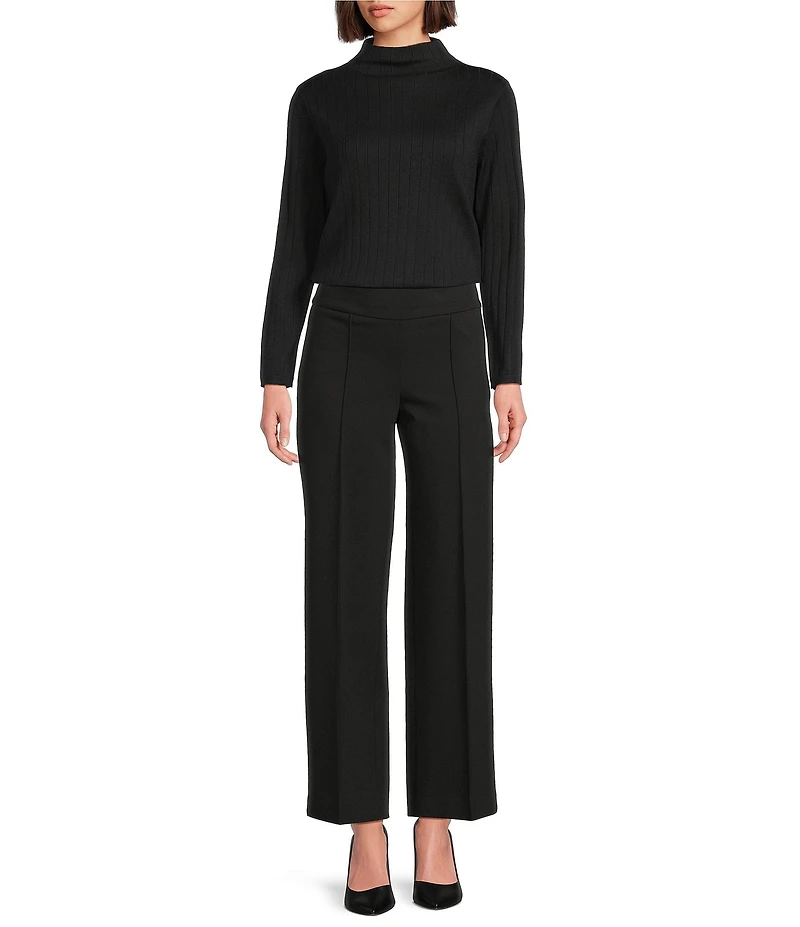 Jones New York Wide Ribbed Knit Funnel Neck Long Sleeve Top