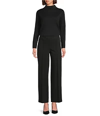 Jones New York Wide Ribbed Knit Funnel Neck Long Sleeve Top