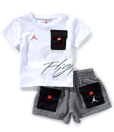 Jordan Baby Boys Short Sleeve 23 Flight Utility Pocketed Graphic T-Shirt & Coordinating Pocketed Shorts Set