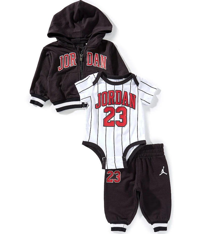 Jordan Baby Boys 23 Jersey Bodysuit, Full-Zip Hoodie, & Jogger Pants 3-Piece Set