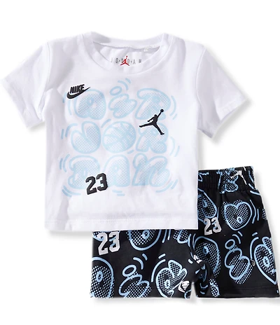 Jordan Baby Boys Short Sleeve Printed Movement Lines T-Shirt & Shorts 2-Piece Set
