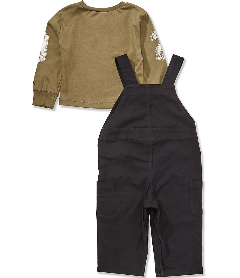 Jordan Baby Boys Sleeveless Peached Canvas Overall & Long-Sleeve Jersey T-Shirt Set