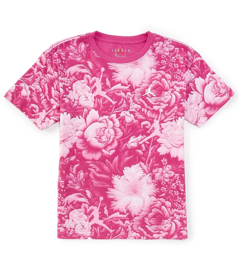 Jordan Big Girls Short Sleeve Floral-Printed T-Shirt