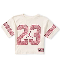 Jordan Big Girls Flower Lace Short Sleeve Tee