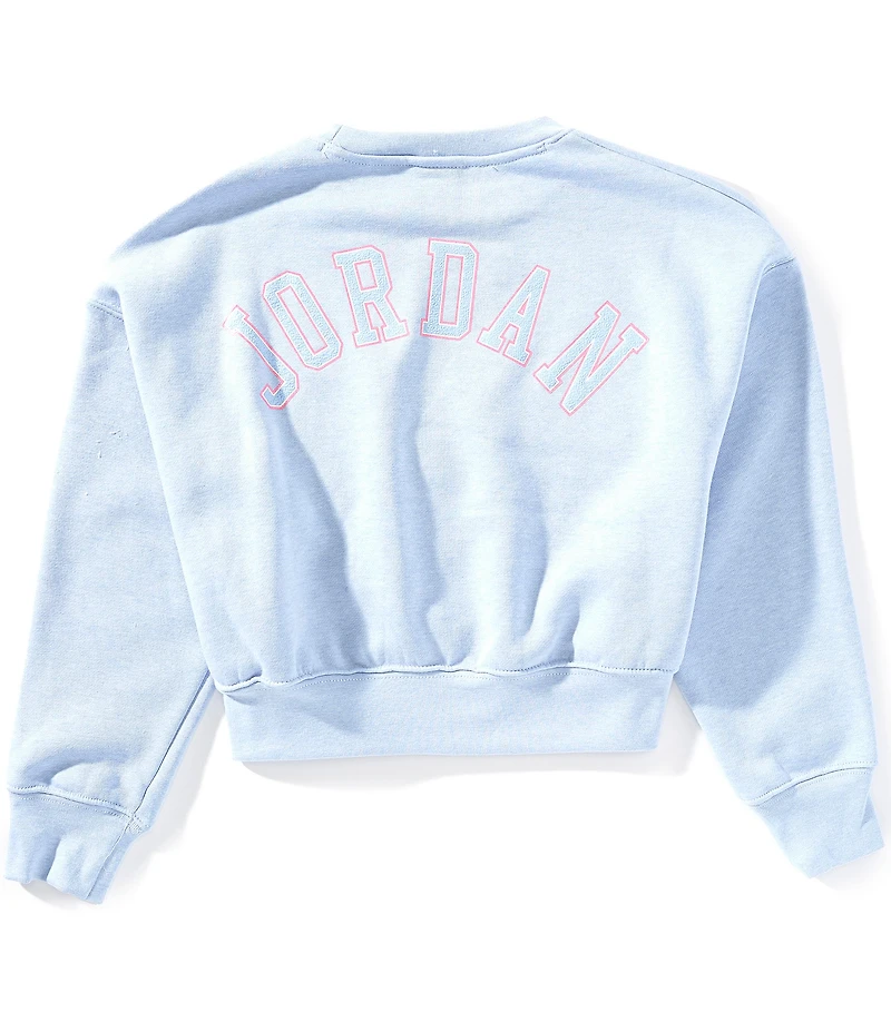 Jordan Big Girls Long Sleeve Fleece Glittery Graphic Fleece Sweatshirt