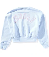 Jordan Big Girls Long Sleeve Fleece Glittery Graphic Fleece Sweatshirt