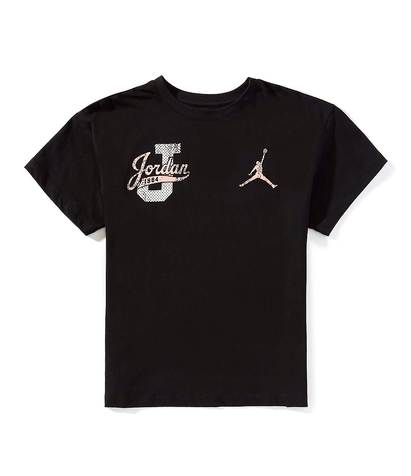 Jordan Big Girls Short Sleeve Distressed Collegiate T-Shirt