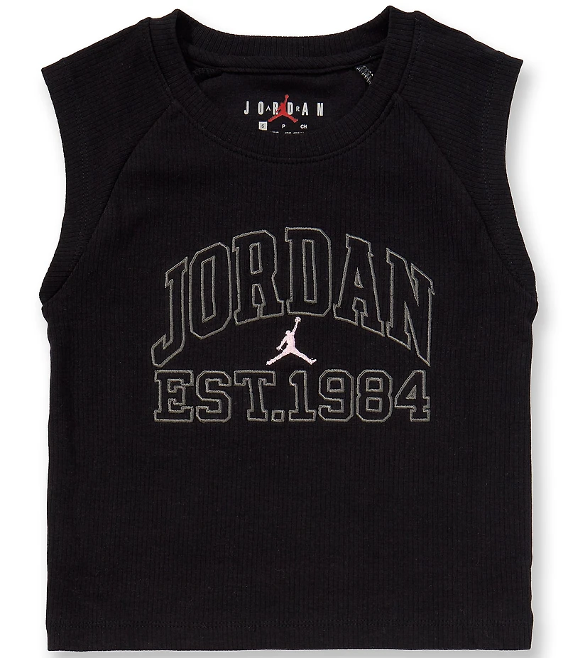 Jordan Big Girls Sleeveless Embroidered Jordan Logo Muscle Tank Top