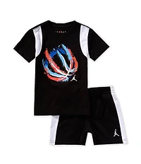 Jordan Little Boys Short Sleeve Basketball Graphic T-Shirt & Matching Shorts Set