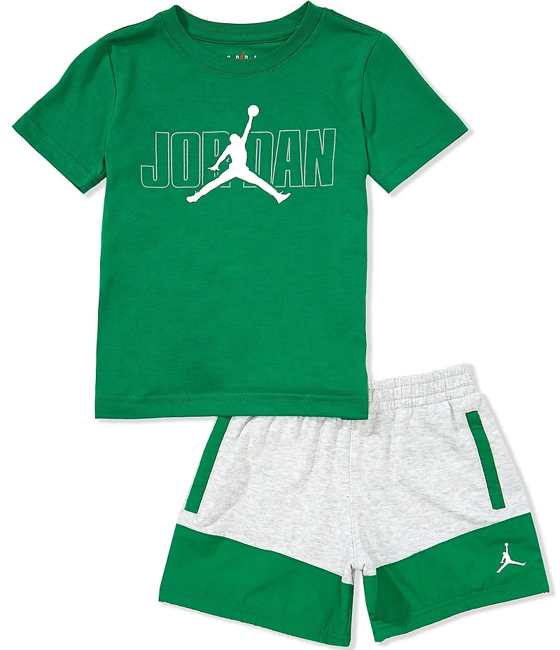 Jordan Little Boys Short-Sleeve Jumpman Jersey T-Shirt & Color Block French Terry Shorts Set