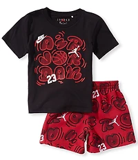 Jordan Little Boys Short Sleeve Movement Lines Jersey T-Shirt & Printed French Terry Shorts Set