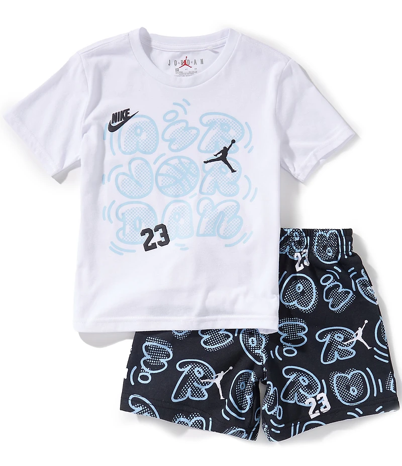 Jordan Little Boys Short Sleeve Movement Lines Jersey T-Shirt & Printed French Terry Shorts Set
