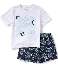 Jordan Little Boys Short Sleeve Movement Lines Jersey T-Shirt & Printed French Terry Shorts Set