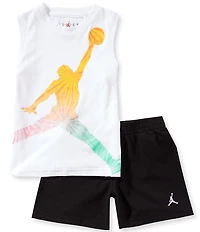 Jordan Little Boys Sleeveless Tie-Dye-Jumpman-Graphic Jersey T-Shirt & French Terry Shorts Set