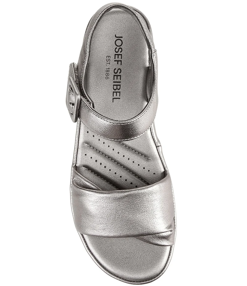 Josef Seibel Eve 02 Leather Ankle Wrap Wedge Sandals