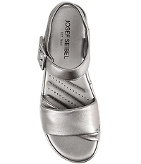 Josef Seibel Eve 02 Leather Ankle Wrap Wedge Sandals