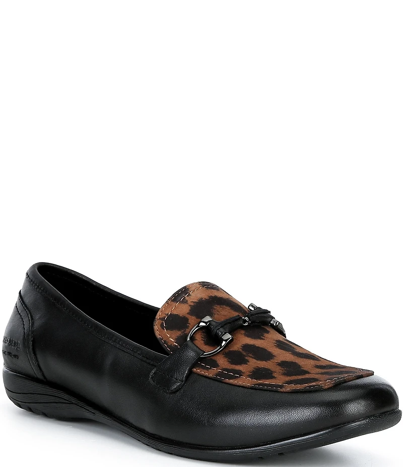 Josef Seibel Fenja 40 Leopard Print Leather Loafers