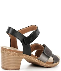 Josef Seibel Grace 01 Leather Ankle Strap Block Heel Sandals